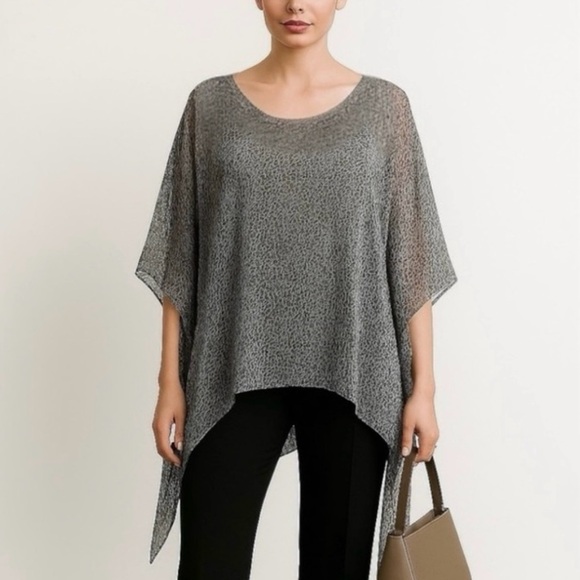 Soft Surroundings Tops - Soft Surroundings Leopard Print Silk Flowy Tunic Blouse in Gray Size L